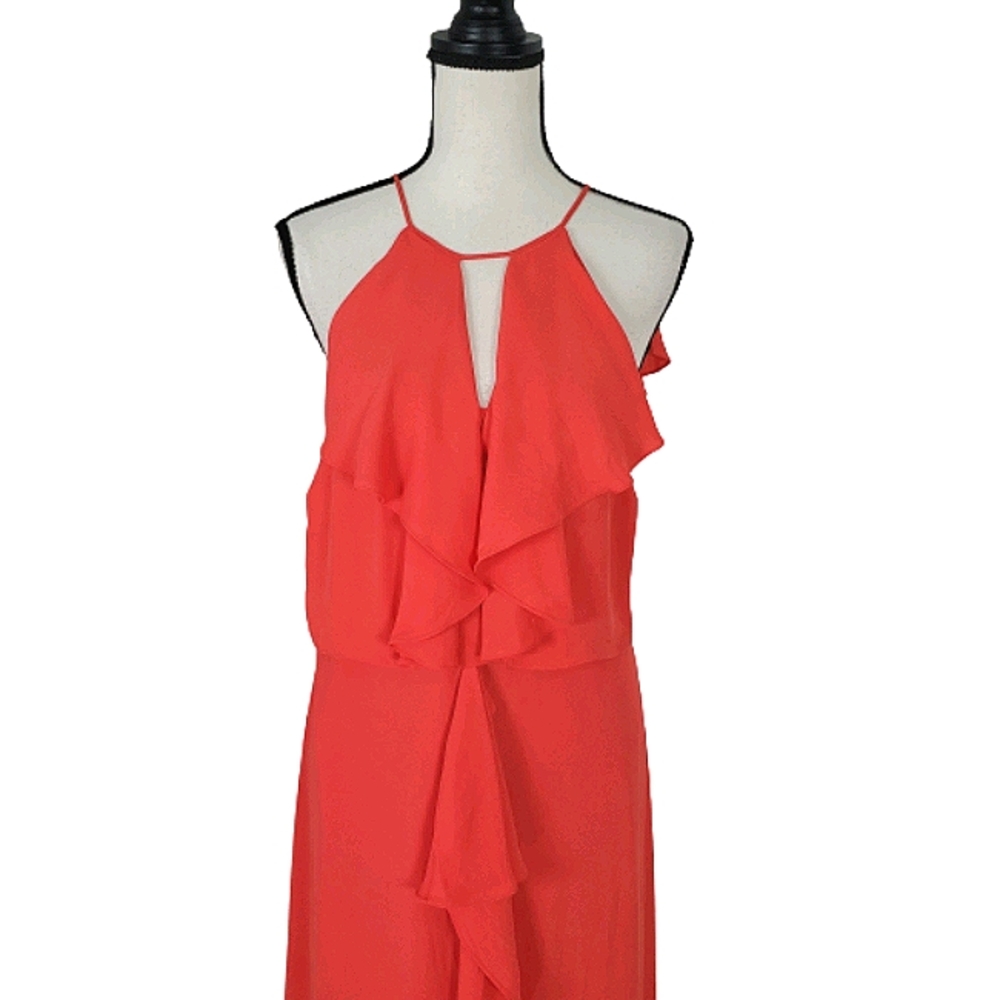 BCBGMAXAZRIA JANISA HALTER NECK RUFFLE DRESS - Picture 7 of 16